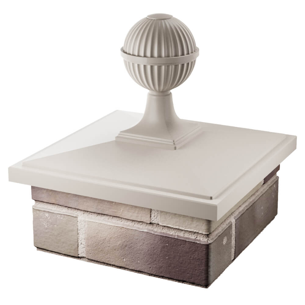 Колпак Zking БонаМоно Бежевый с шаром на столб 1.5х1.5 кирпича (385х385, 400х400мм) в сборе в Воскресенске фото