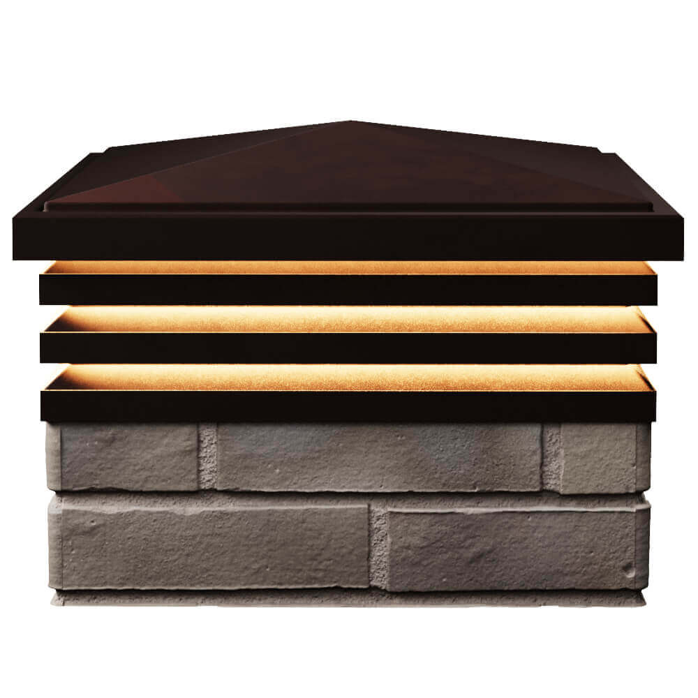 Колпак Zking Бона ХайТек Коричневый на столб 1.5х1.5 кирпича (385х385мм) с подсветкой в Воскресенске фото